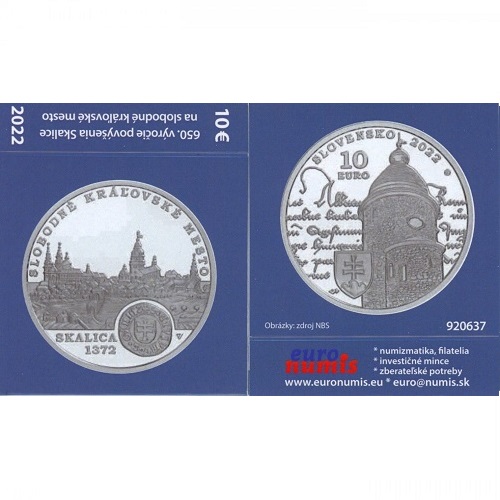 Papierový prebal na 10 euro 2022 Slovensko PROOF Skalica
