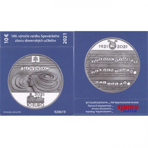Papierový prebal na 10 euro 2021 Slovensko PROOF Spevácky zbor