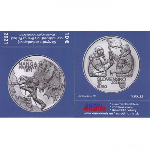Papierový prebal na 10 euro 2021 Slovensko PROOF Nanga Parbat