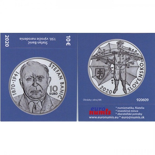 Papierový prebal na 10 euro 2020 Slovensko PROOF Štefan Banič