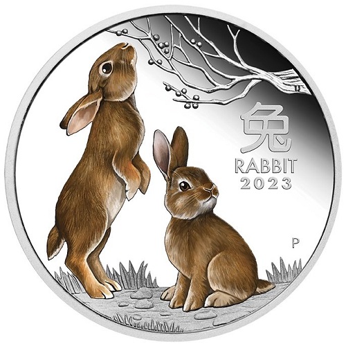 Dollar 2023 Austrália PROOF farbená 1 Oz Ag Lunar III. Rabbit