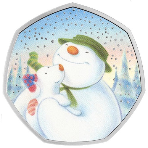 50 Pence 2022 Anglicko PROOF farbená 8g Ag Snowman