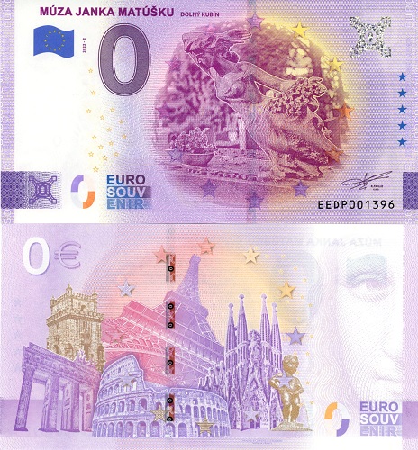 0 euro suvenír 2022/2 Slovensko UNC Múza Janka Matúšku Dolný Kubín (ND)