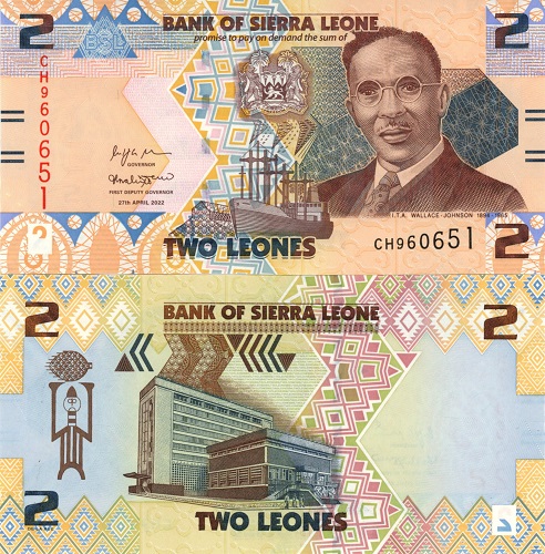 2 Leones 2022 Sierra Leone UNC séria CH