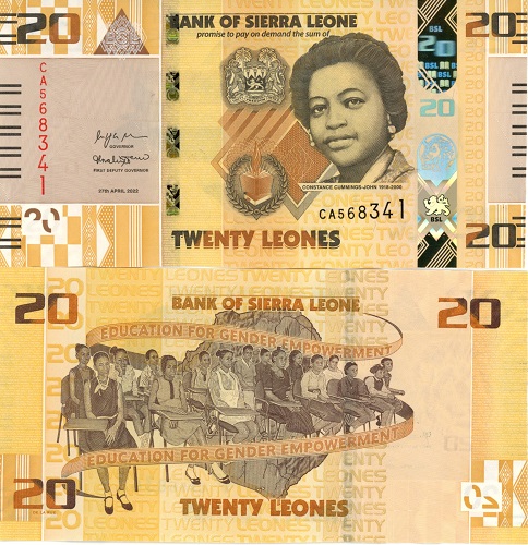 20 Leones 2022 Sierra Leone UNC séria CA