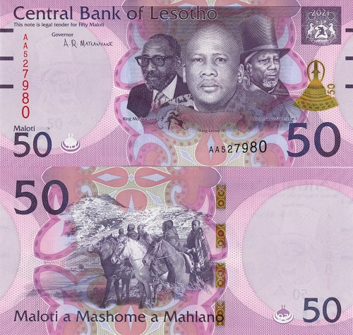 50 Maloti 2021 Lesotho UNC séria AA