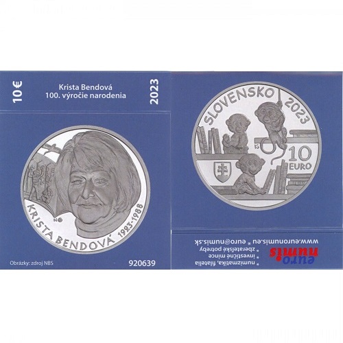 Papierový prebal na 10 euro 2023 Slovensko PROOF Krista Bendová