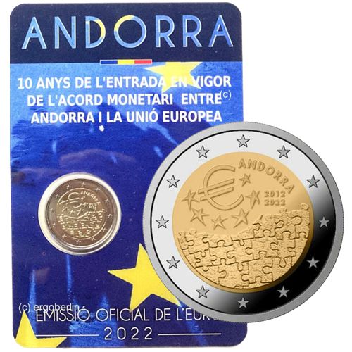 2 euro 2022 Andorra BU karta , menová dohoda