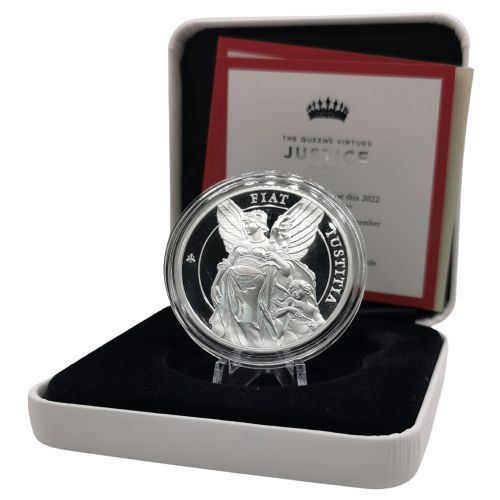 One Pound 2022 Svätá Helena PROOF 1 Oz Ag Justice 