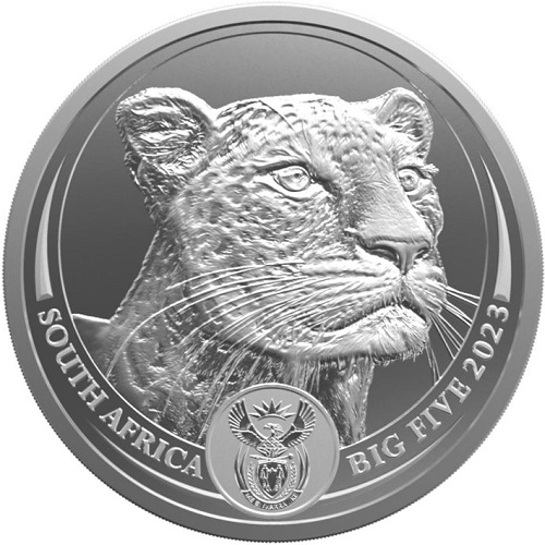 5 Rand 2023 Južná Afrika BU karta 1 Oz Ag Big Five II - Leopard