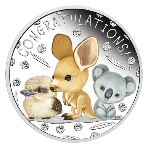 50 Cents 2023 Austrália PROOF farbená 1/2 Oz Ag Newborn (X:10:4)