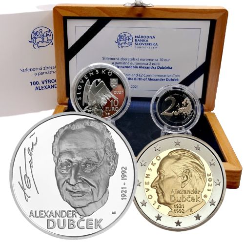 SADA NBS 10 + 2 euro 2021 Slovensko PROOF Alexander Dubček