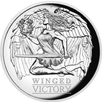 Dollar 2021 Austrália PROOF High Relief 1 Oz Ag Winged Goddess of Victory