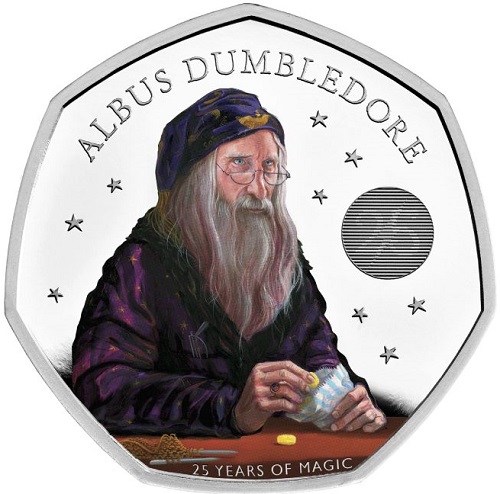 50 Pence 2023 Anglicko PROOF farbená 8g Ag Albus Dumbledore 