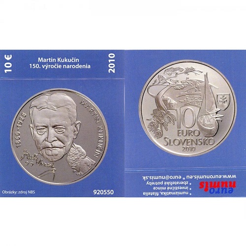Papierový prebal na 10 euro 2010 Slovensko PROOF Martin Kukučín