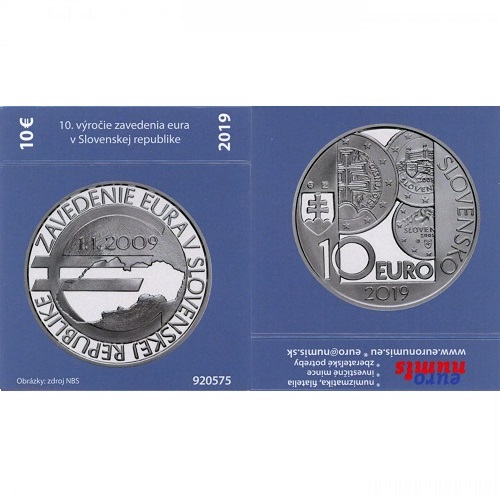 Papierový prebal na 10 euro 2019 Slovensko PROOF zavedenie eura