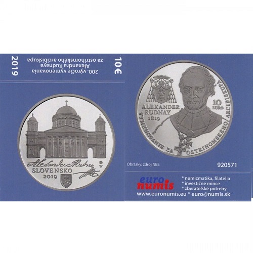 Papierový prebal na 10 euro 2019 Slovensko PROOF Alexander Rudnay