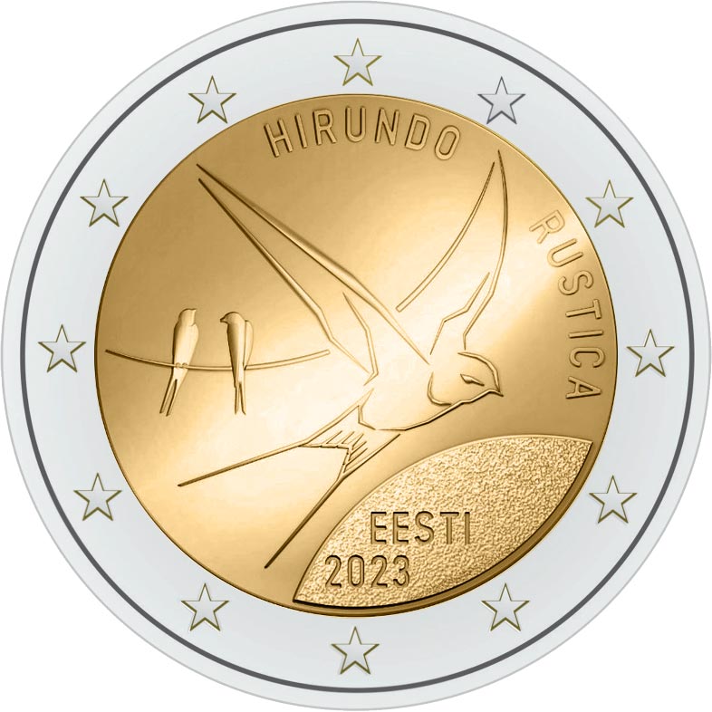 2 euro 2023 Estónsko cc.UNC, lastovička