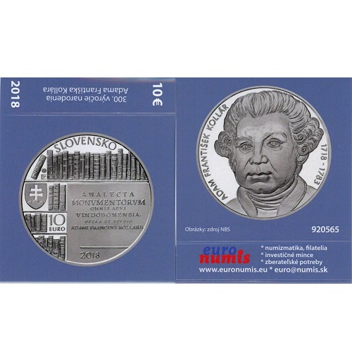Papierový prebal na 10 euro 2018 Slovensko PROOF A.F.Kollár