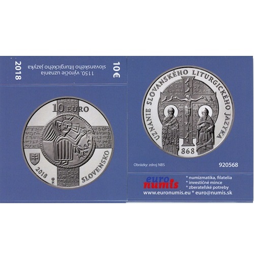 Papierový prebal na 10 euro 2018 Slovensko PROOF Liturgický jazyk
