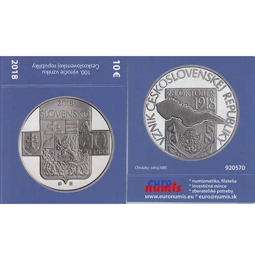 Papierový prebal na 10 euro 2018 Slovensko PROOF Vznik ČSR
