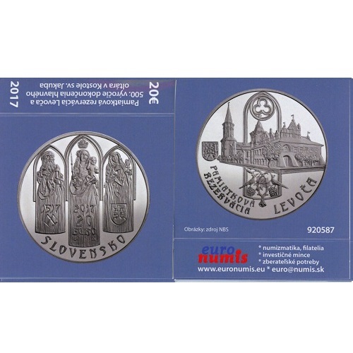 Papierový prebal na 20 euro 2017 Slovensko PROOF Levoča