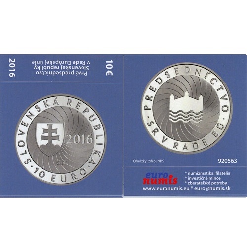 Papierový prebal na 10 euro 2016 Slovensko PROOF Predsedníctvo