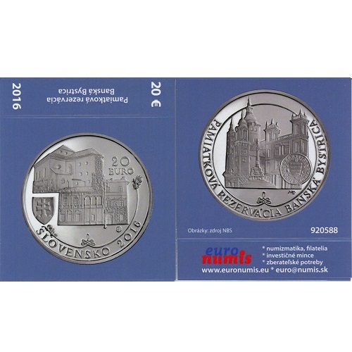 Papierový prebal na 20 euro 2016 Slovensko PROOF Banská Bystrica