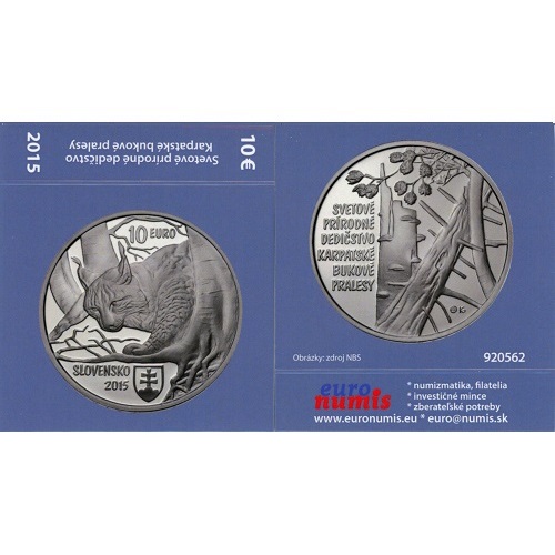 Papierový prebal na 10 euro 2015 Slovensko PROOF bukové pralesy