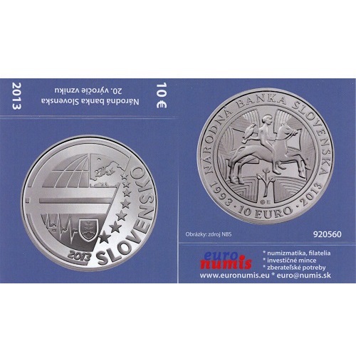 Papierový prebal na 10 euro 2013 Slovensko PROOF Národná banka Slovenska