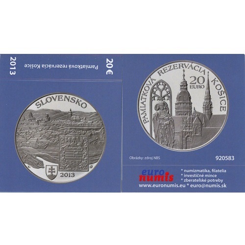 Papierový prebal na 20 euro 2013 Slovensko PROOF Košice