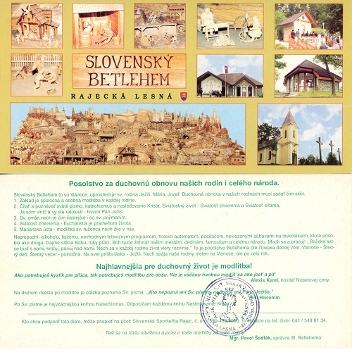 Pohľadnicová karta Slovensko čistá, Slovensky betlehem žltá (var.1)