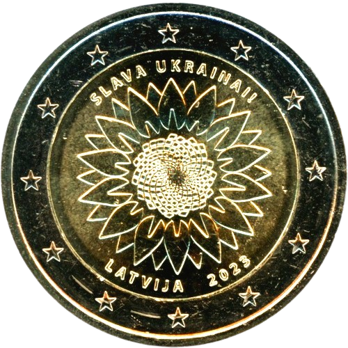 2 euro 2023 Lotyšsko cc.UNC, Slava Ukrajina