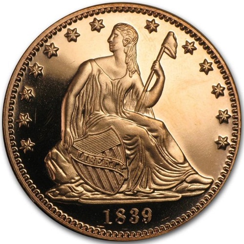 Medaila, ADVP OUNCE 999/1000 Cu, Seated Liberty
