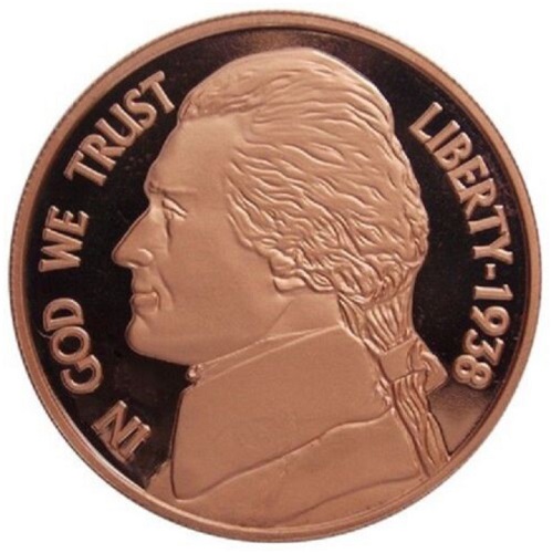 Medaila, ADVP OUNCE 999/1000 Cu, Jefferson Nickel