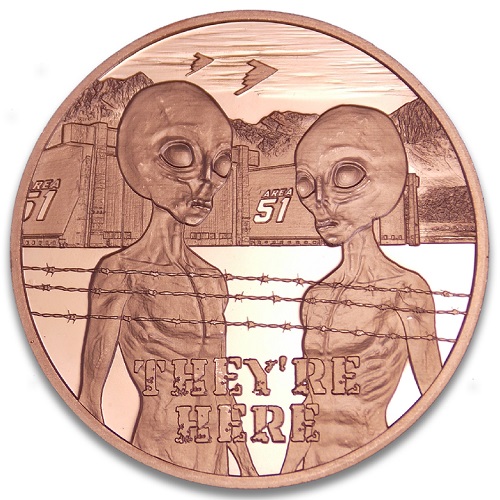 Medaila, ADVP OUNCE 999/1000 Cu, Area 51 They´re Here