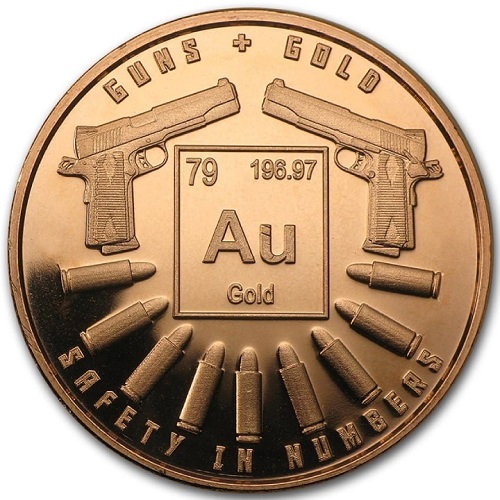 Medaila, ADVP OUNCE 999/1000 Cu, Gold & Guns