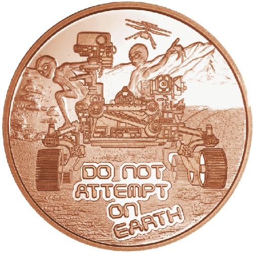 Medaila, ADVP OUNCE 999/1000 Cu Area 51 "Don't Attempt on Earth"