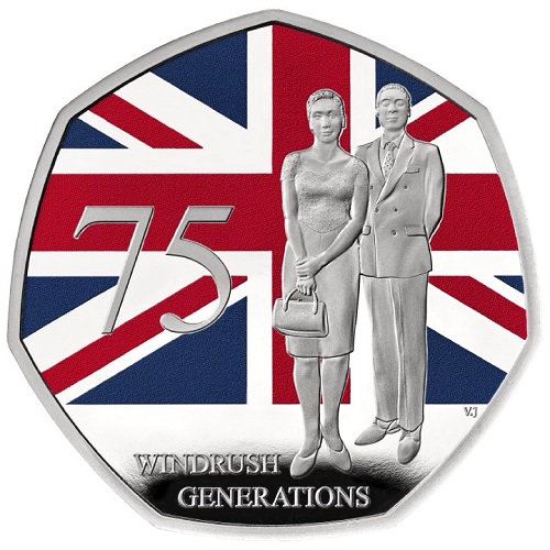 50 Pence 2023 Anglicko PROOF farbená 8g Ag Windrush Generation