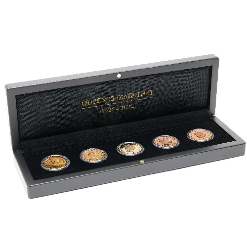Etue VOLTERRA na 5 x Sovereigns portrétov „Queen Elizabeth II“ v kapsli