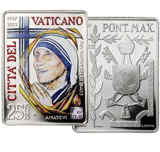 25 euro 2022 Vatikán PROOF farbená, Matka Tereza