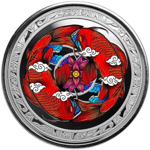 Dollar 2023 Fidži PROOF farbená 1 Oz Ag Koi Fish (Y:4:4)