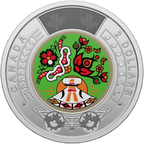 2 Dollars 2023 Kanada UNC farbená National Indigenous Peoples Day