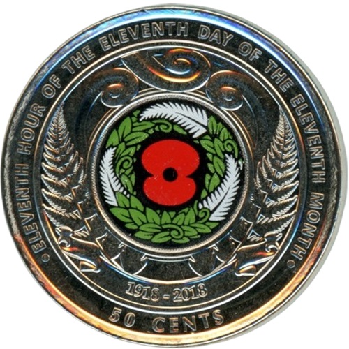 50 Cents 2018 Nový Zéland UNC farbená Armistice Day