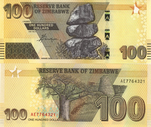 100 Dollars 2020 (2022) Zimbabwe UNC séria AE