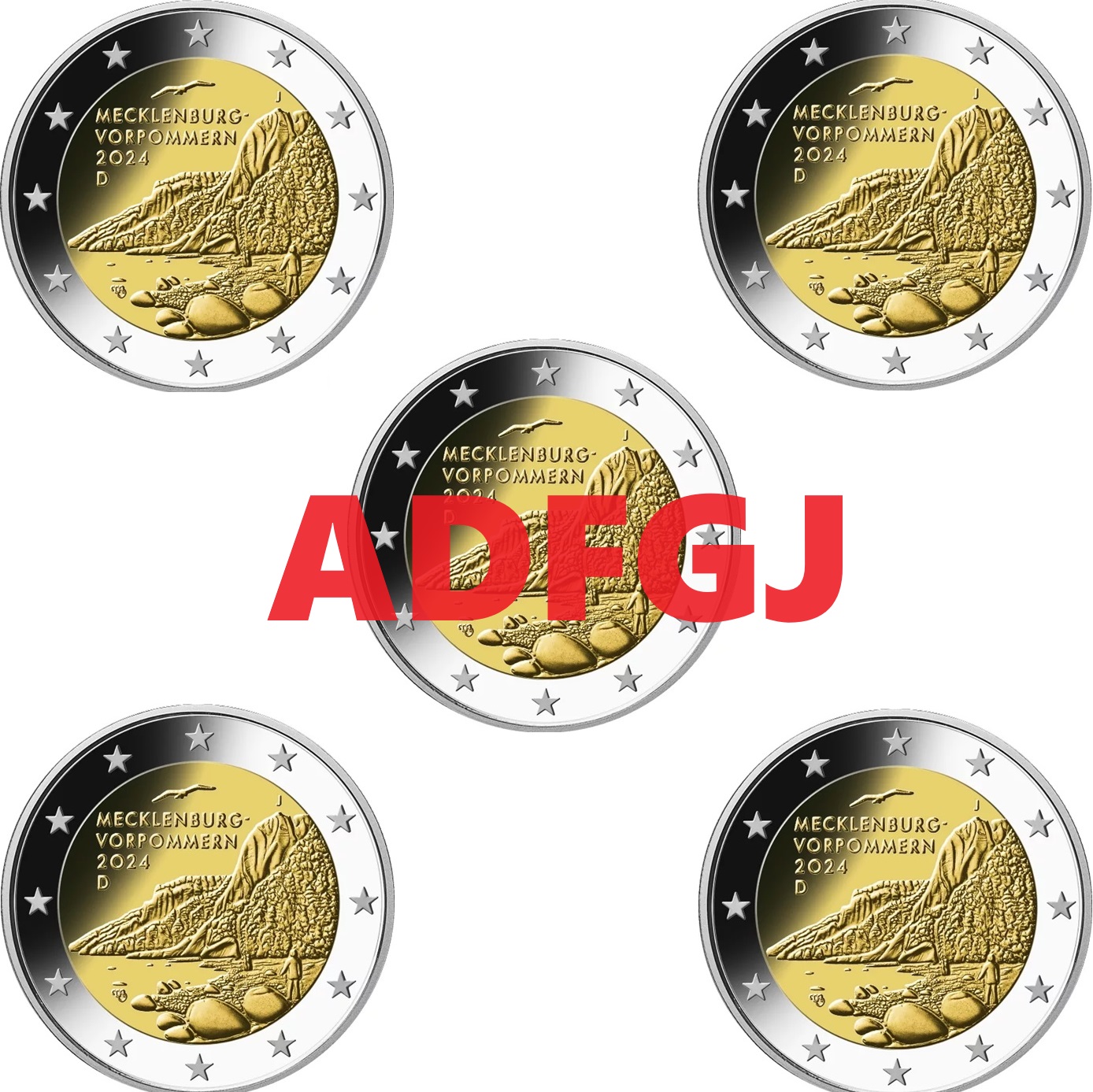 5 x 2 euro 2024 ADFGJ Nemecko cc.UNC Meklenbursko-Predné Pomoransko