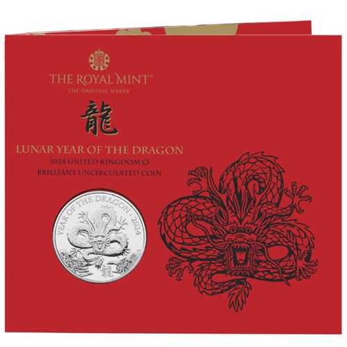 5 Pounds 2024 Anglicko BU karta, Lunar: Year of the Dragon