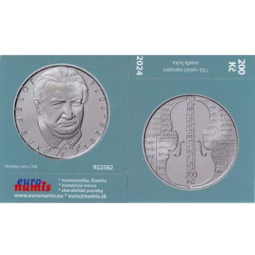 Papierový prebal na 200 Korún 2024 Česko PROOF, Josef Suk