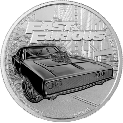 2 Dollars 2023 Niue PROOF like Ruthenium 1 Oz Ag, Fast & Furious