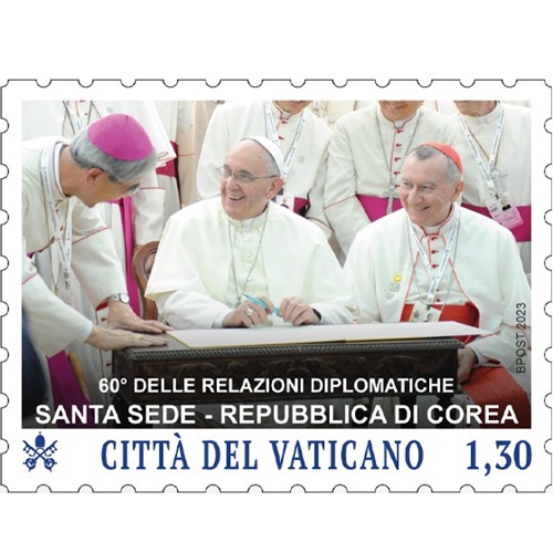 Známka 2023 Vatikán čistá, diplomacia Svätá stolica a Kórejská republika (1,30€)